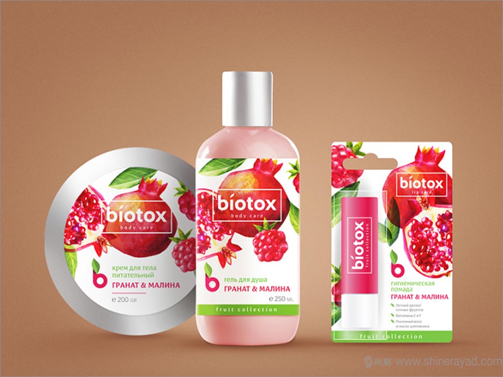 俄羅斯Biotox石榴味身體護理產品包裝設計